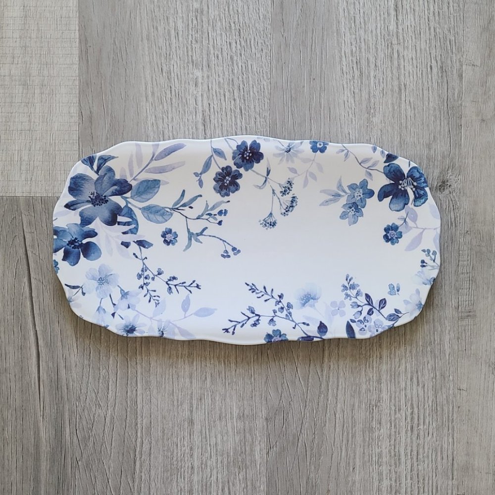 Southern Living For Dillard's Melamine Blue and White Floral Serving Tray
